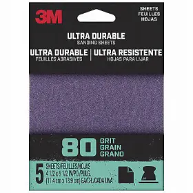 4sht5pk80 3m Company 1/4sht5pk80 Ultra Durable Sanding Sheet 80-grit 1/4-sheet 4.5x5.5- Inch 5-pk. -1/4sht5pk80