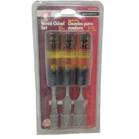 Ace 20809 3-piece Professional Wood Chisel Set 1/2 Inch 3/4 1 Metal Striking Cap New