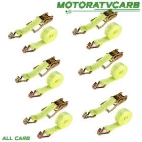 Mot2540290 All-carb 2 Inch 15ft 5000 Lb 6 Ratchet Straps With J Hook Heavy Duty Tie Downs Yellow