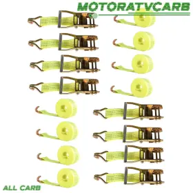 Mot2540502 All-carb 8 Pack 2 Inch 15ft Ratchet Straps With J Hook 5000 Lb Heavy Duty Tie Downs