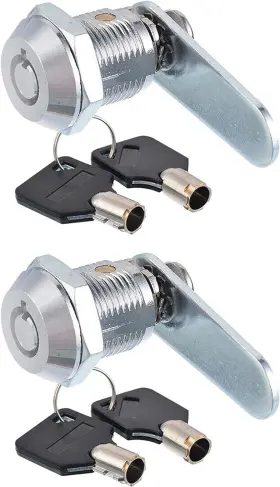 Anhoer 697018909410 2 X Toolbox Lock 1 Inch Tubular Cam With Different Keys Zinc Silver
