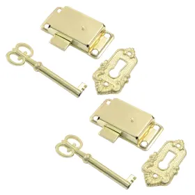 Aracombie20241108-0801 Aracombie 2 Pack Decorative Skeleton Key Lock Brass Cabinet Set Gold
