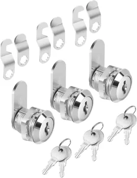Dgle003b432np Bates Choice Bates- Cabinet Locks With Keys 5/8 Inch 3 Pack Cam For Cabinets Silver