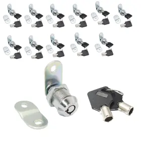Bt0308-md20-12 Branded 12 Pack Tubular Cam Locks Keyed Alike 7/8 Inch Cylinder L Silver