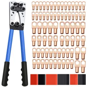 Branded Tools 174 Crimping Tool Kit Cable Lugs 74 Copper 100 Dual Silver Grey Pieces Included New