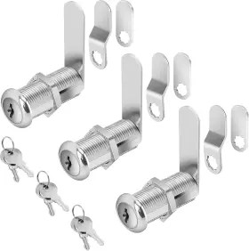 Cylinnda Clwks081 Cabinet Locks With Keys 1-1/2 Inch Long Cam Keyed 3 Pack