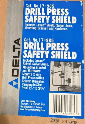 17-985 Delta Drill Press Shield 1-1/2 Inch -3-11/16 Diameter Universal Safety Guard