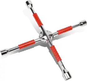 Dna Motoring 194286065201 Tools-00099 Durable 4-way Lug Cross Rubberized Grip Wrench Automobi