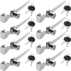 2001116 Fengwu 608571119956 8 Pack Sliding Glass Door Ratchet Lock Drawer Display Case Showcase Chrome