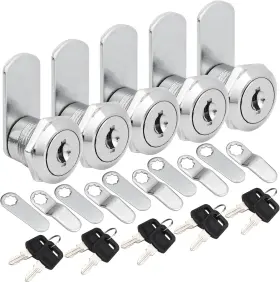 Jo-gcl16 Gnellkoor Cabinet Cam Lock 5 Pack 5/8 Inch Keyed Alike Silver Black