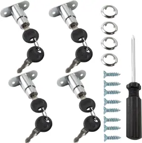 Gxxmei 749346567845 4pcs Drawer Desk Wardrobe Cabinet Push Plunger Lock With 1pc Silver