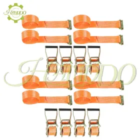 960015 Handdo Heavy Duty E-track Ratchet Straps 2 Inch 15ft 4400lb Tie Down 8 Pack Orange