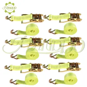 982565 Handdo Yellow 6 Ratchet Straps 2 Inch 15ft 5000 Lb With J Hook Heavy Duty Tie Downs Us
