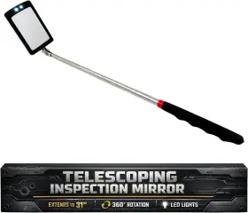 Tim-bk-08in Houseables Led Lighted Telescoping Inspection Mirror Swivel 360 Extendable