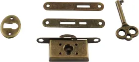 Fmlsk-1s Hscgin Full Mortise Lock 1set Bronze Mini Locks With Skeleton Key Antique