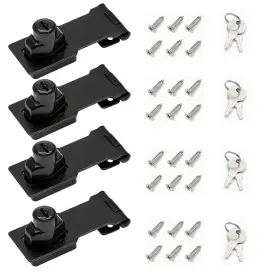 24362169 I-easydww 3 Inch Keyed Hasp Lock For Cabinets And Small In - 4 Pack Black