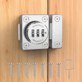 I-easydww 761026972398 Combination Cabinet Latch Keyless Drawer Lock Easy To 1 Pack Silver