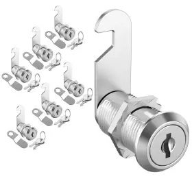 Inbovoga 664832136445 6 Pack Cabinet Locks With Keys 1-1/8 Inch Cam Silver
