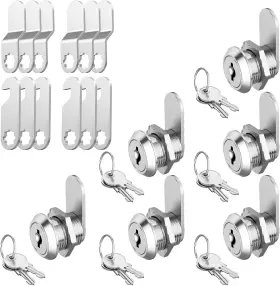 Jayseon 654370988880 6 Pack Cabinet Locks With Keys Mailbox Pcs 5/8 Inch Silver Metal