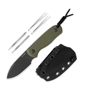 1094m1 Kizer Drop Bear Fixed Blade Knife 2.57 Inch Black Stonewash D2 Edc Camping