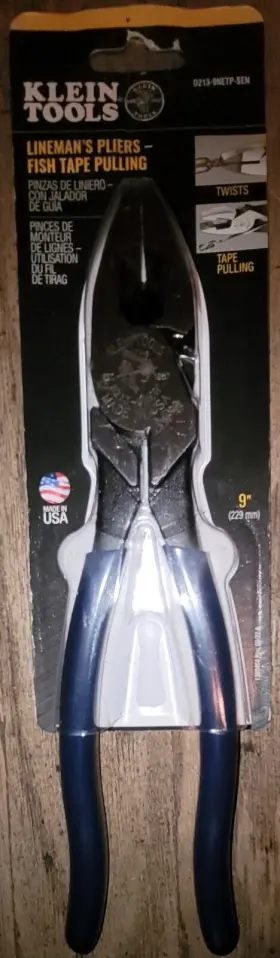 D213-9netp-sen Klein Tools New 9 Inch Lineman S Pliers-fish Tape Pulling Free Ship
