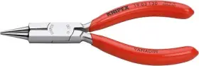 Knipex 843221004118 19 03 130 Round Nose Pliers With Cutting Edge Chrome Plated