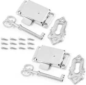 Kyu22103104 Kyuionty 2 Sets Skeleton Key Lock Decorative Antique White Nickel Cabinet