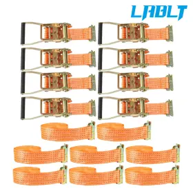 Om210735oc Lablt E-track Ratchet Straps 2 Inch 15ft 4400lb Tie Down Polyester Heavy Duty 8 Pack