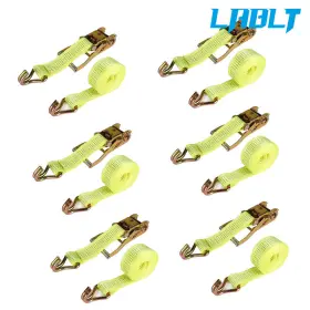 Om215685oc Lablt 6 Pcs 2 Inch 15ft 5000 Lb Ratchet Straps J Hook Heavy Duty Tie Downs Yellow