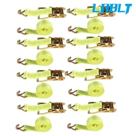 Om215703oc Lablt 8 Pack 2 Inch 15ft Ratchet Straps With J Hook 5000 Lb Heavy Duty Tie Downs