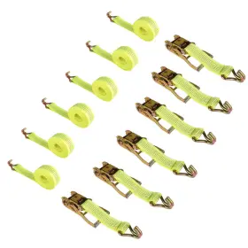 Qs383440qr Lablt 2 Inch 15ft 5000 Lb Ratchet Straps J Hook Heavy Duty Tie Downs Yellow 6 Pcs
