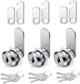 Lpraer 681087855303 Cabinet Cam Lock Keyed Alike 5/8 Inch 3packs 3 Plates Silver