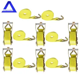 Amz1030495 Mardpair Yellow 6pcs 2 Inch 15ft 5000 Lb Ratchet Straps With J Hook Heavy Duty Tie Downs