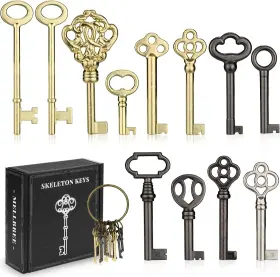 Mel-sks-k-bs-12 Mellbree Skeleton Key 12-key Universal Hollow Barrel 1.5-3.1inchs Gold/black