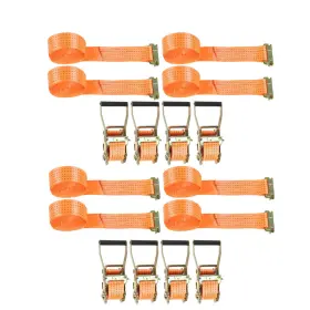 889770 Menbager 8pcs 2 Inch 15ft E-track Ratchet Straps 4400lb Tie Down Polyester Heavy Duty