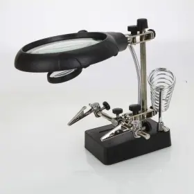 Mexi006 Mexi 694090784331 Led Light Stand Loupe Lighted Helping Third Hands Clamp Clip Black