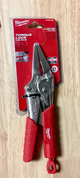48-22-3409 Milwaukee 9 Inch Torque Lock Long Nose Pliers Durable Grip. New
