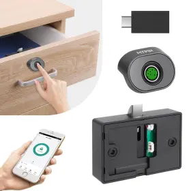 Hs0358 Mypin Bluetooth Fingerprint Cabinet Lock Smart Biometric Keyless Hidden File Black