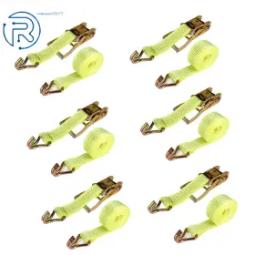 503265 Netuera 2 Inch 15ft 5000 Lb Ratchet Straps 6pcs With J Hook Heavy Duty Tie Downs Yellow