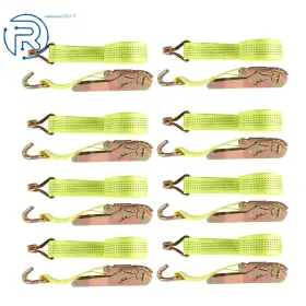 503307 Netuera 8 Pack 2 Inch 15ft Ratchet Straps With J Hook 5000 Lb Heavy Duty Tie Downs New