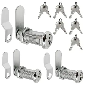 Guisuo-1-1 Niannian Guisuo-1-1/2 3 Packs Cabinet Locks With Keys 1-1/2 Inch Long Cam Lock Keyed Alike Tool Silvery