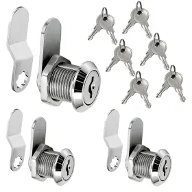 Guisuo-5 Niannian Guisuo-5/8 3 Packs Cabinet Locks With Keys 5/8 Inch Cam Lock Keyed Alike Tool Box Silvery