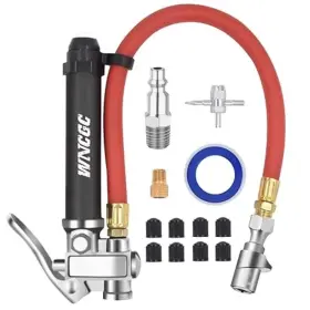 Gl-1403b Nobrand 10-120 Psi Tire Inflator Gauge With Lock On Air Chuck And 12 Inch Hose