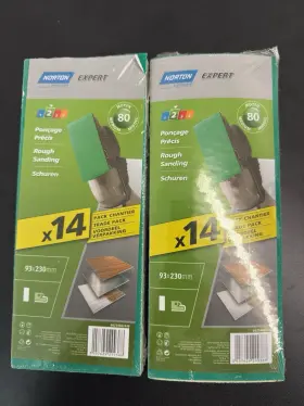 66254482448 Norton Lot 2 Abrasives Pads-sanding -gr.80 -93 X 230 Mm -pack 14 Total 28