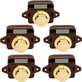 Ocg-tl265 Ocgig 5 Pcs Keyless Push Button Catch Door Knob Lock For Brown And Gold-5pcs