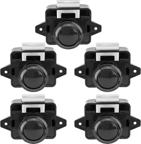 Ocg-tl353 Ocgig 5 Pcs Push Button Latch Cabinet Door Catch Keyless Cupboard Black-5pcs