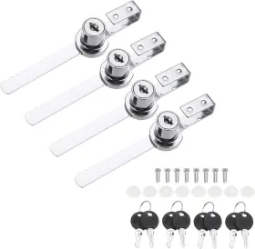 240628 Patikil Sliding Glass Door Ratchet Lock 4.7x0.4inch 4 Pack Keyed Silver