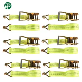 Pf4217840 Powerfit 6pack 2 Inch 15ft 5000 Lb Ratchet Straps With J Hook Heavy Duty Tie Downs Yellow