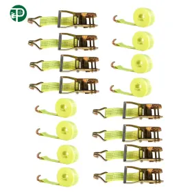 Pf4218192 Powerfit 8pcs Ratchet Straps 2 Inch 15ft With J Hook 5000 Lb Heavy Duty Tie Downs New