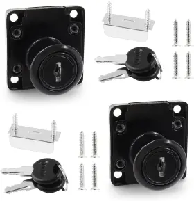 Gb220307-602 Qjaiune 2 Pack File Cabinet Locks With Key 7/8 Inch / 22mm Cylinder Black